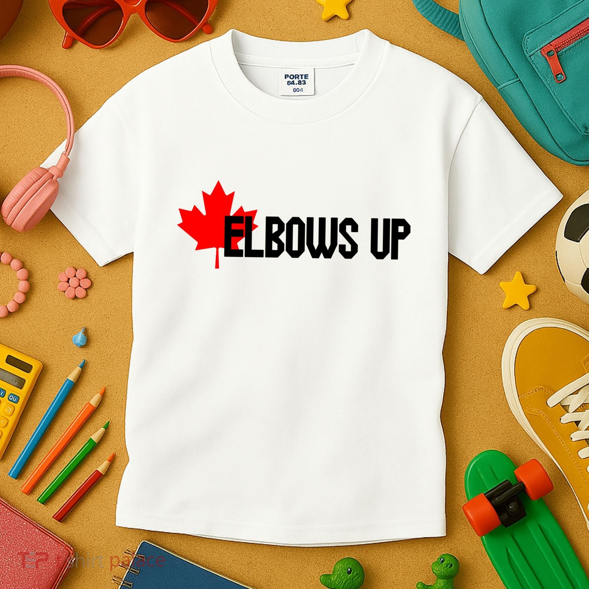 Elbows Up Canada True North Strong and Free Proud Canadian Kids T-Shirt