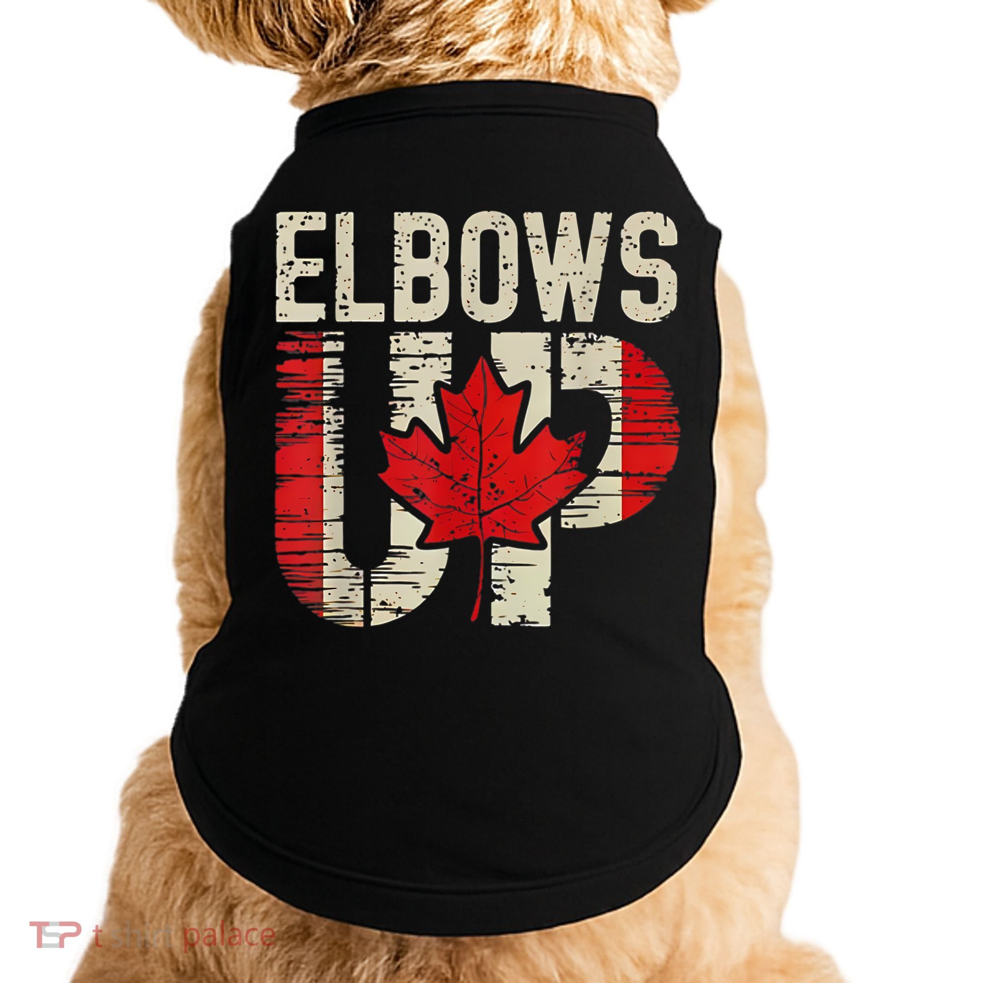 Elbows Up Canada Canadian Flag Retro Elbows Up Doggie Tank