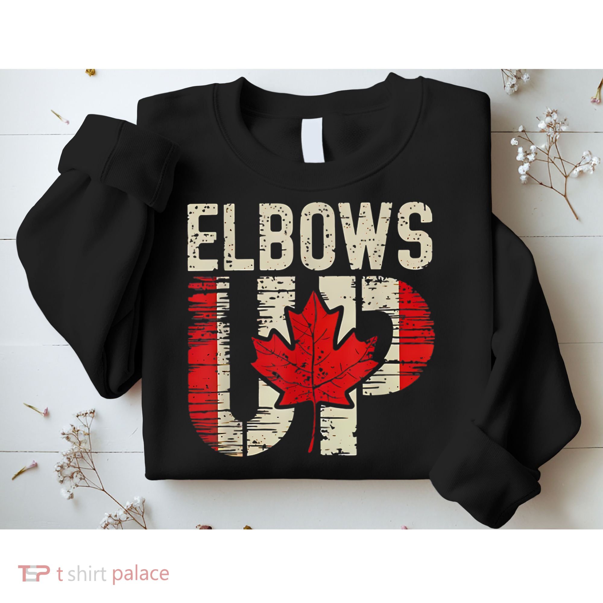 Elbows Up Canada Canadian Flag Retro Elbows Up Sweatshirt