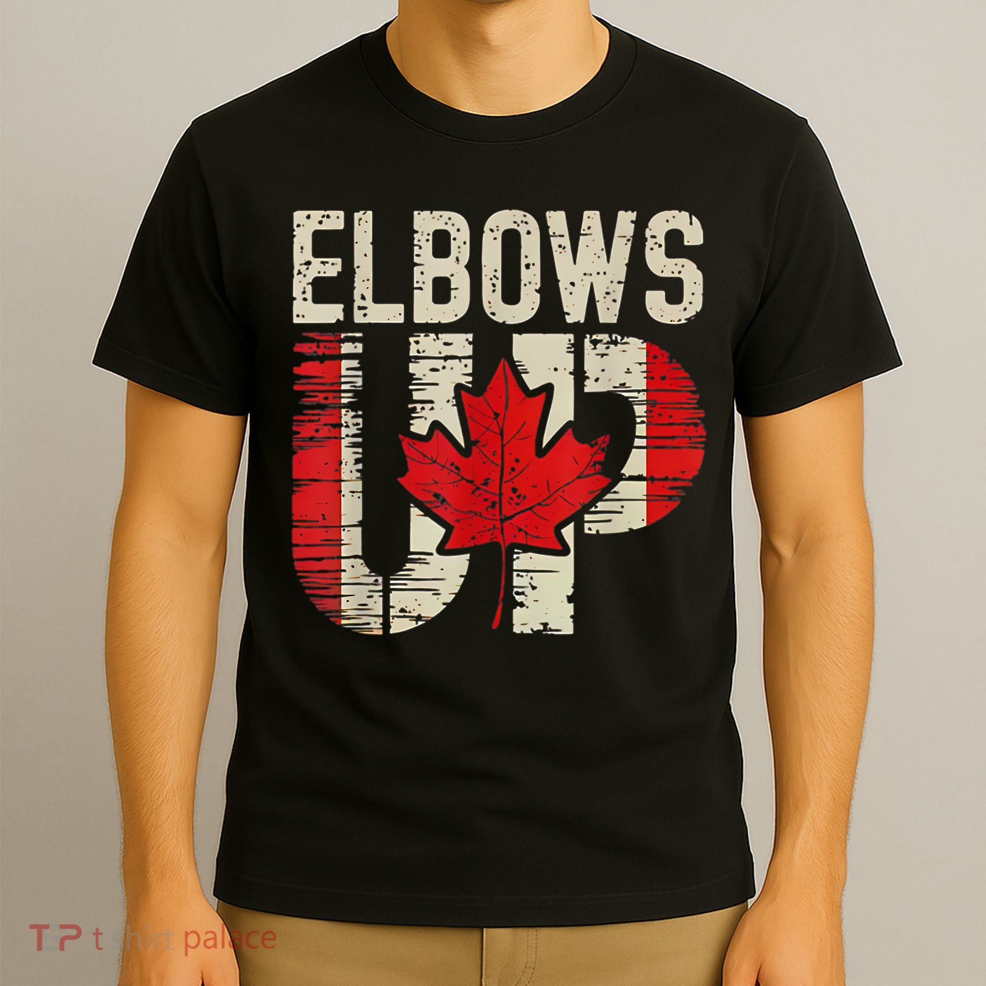 Elbows Up Canada Canadian Flag Retro Elbows Up T-Shirt