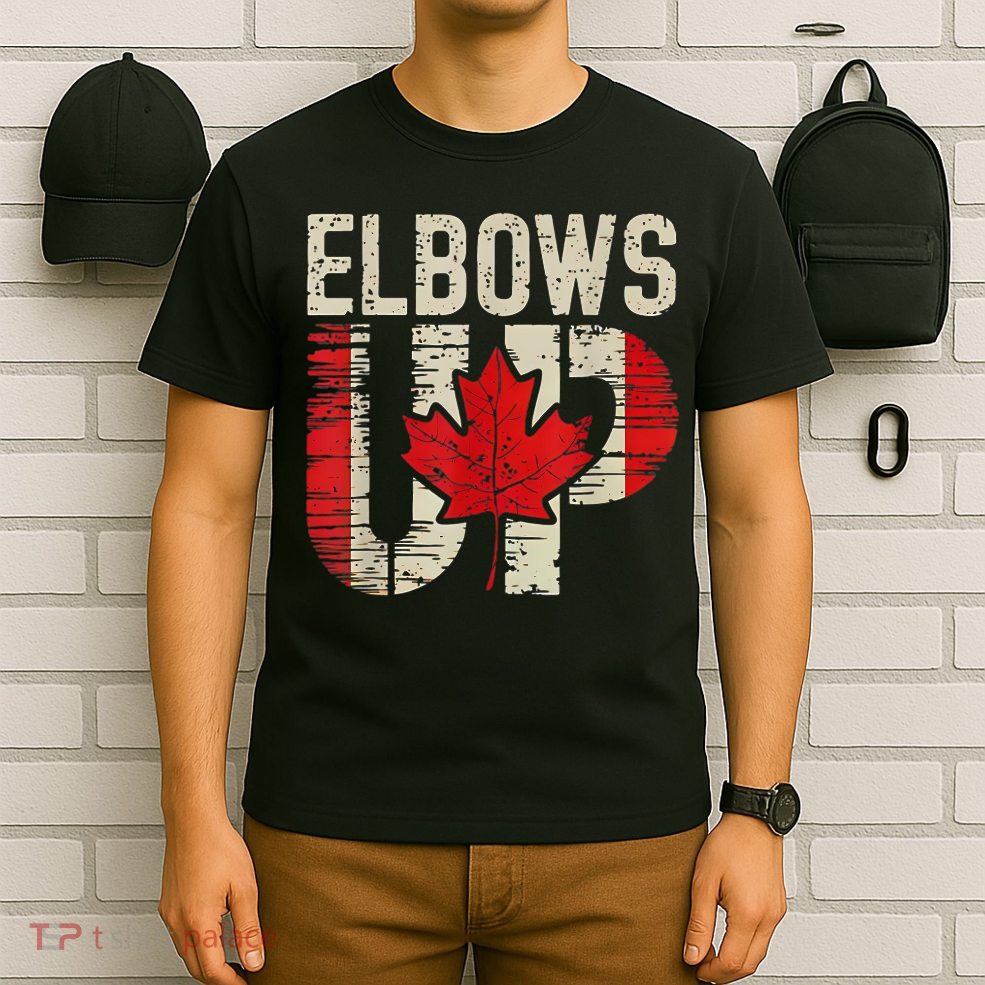 Elbows Up Canada Canadian Flag Retro Elbows Up T-Shirt