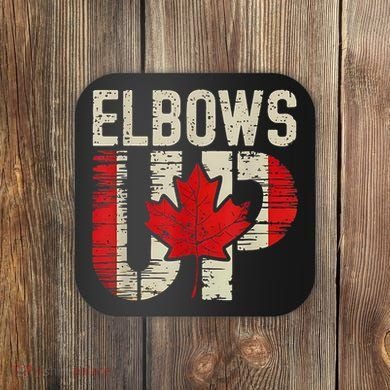 Elbows Up Canada Canadian Flag Retro Elbows Up Coaster
