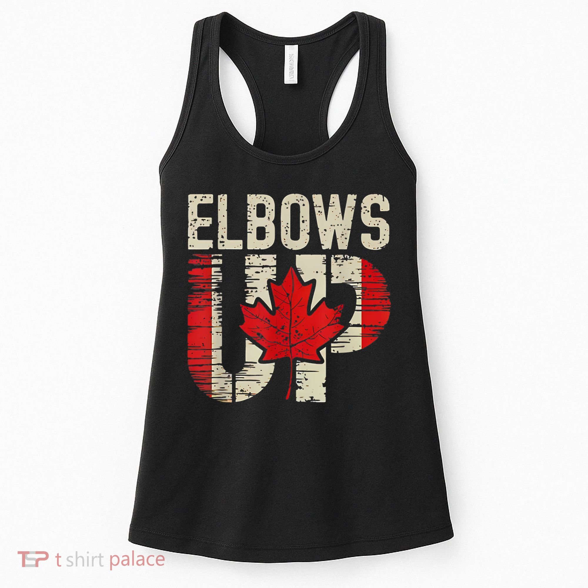 Elbows Up Canada Canadian Flag Retro Elbows Up Women's Tank Top
