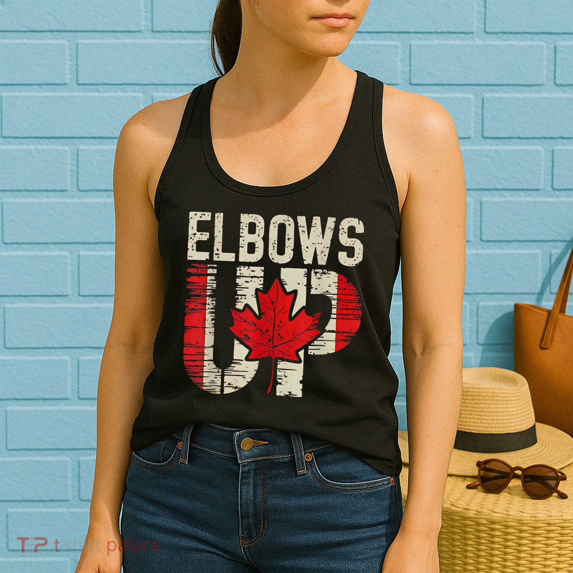 Elbows Up Canada Canadian Flag Retro Elbows Up Women's Tank Top