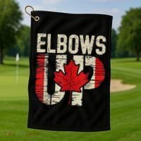 Elbows Up Canada Canadian Flag Retro Elbows Up Golf Towel thumb 1