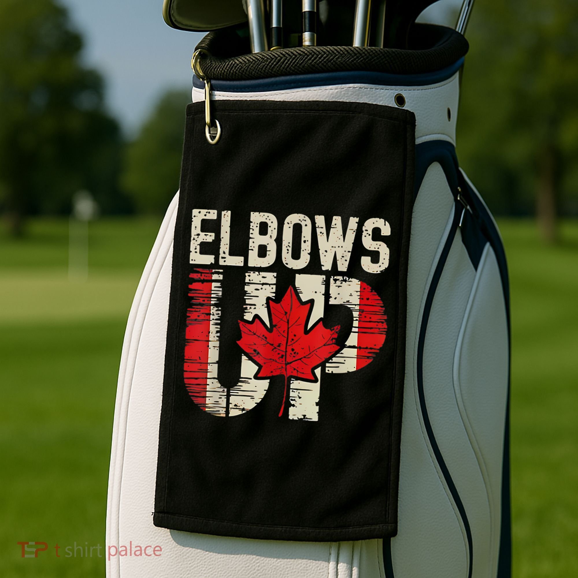 Elbows Up Canada Canadian Flag Retro Elbows Up Golf Towel