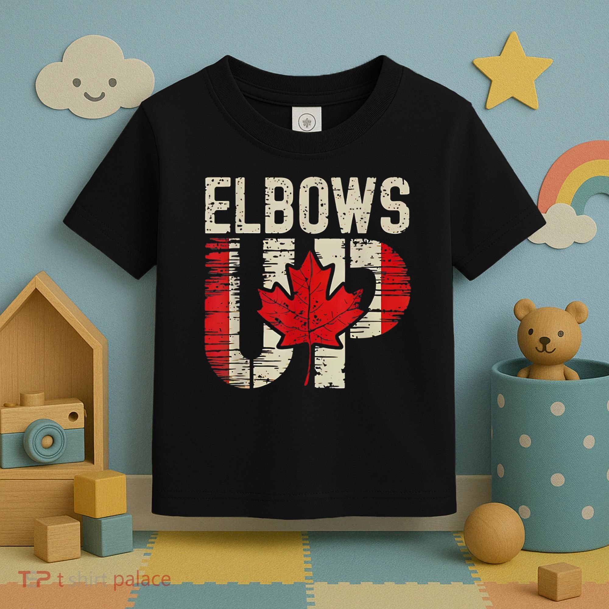 Elbows Up Canada Canadian Flag Retro Elbows Up Toddler T-Shirt