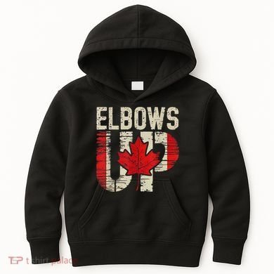 Elbows Up Canada Canadian Flag Retro Elbows Up Kids Hoodie