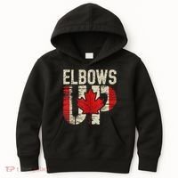 Elbows Up Canada Canadian Flag Retro Elbows Up Kids Hoodie thumb 0