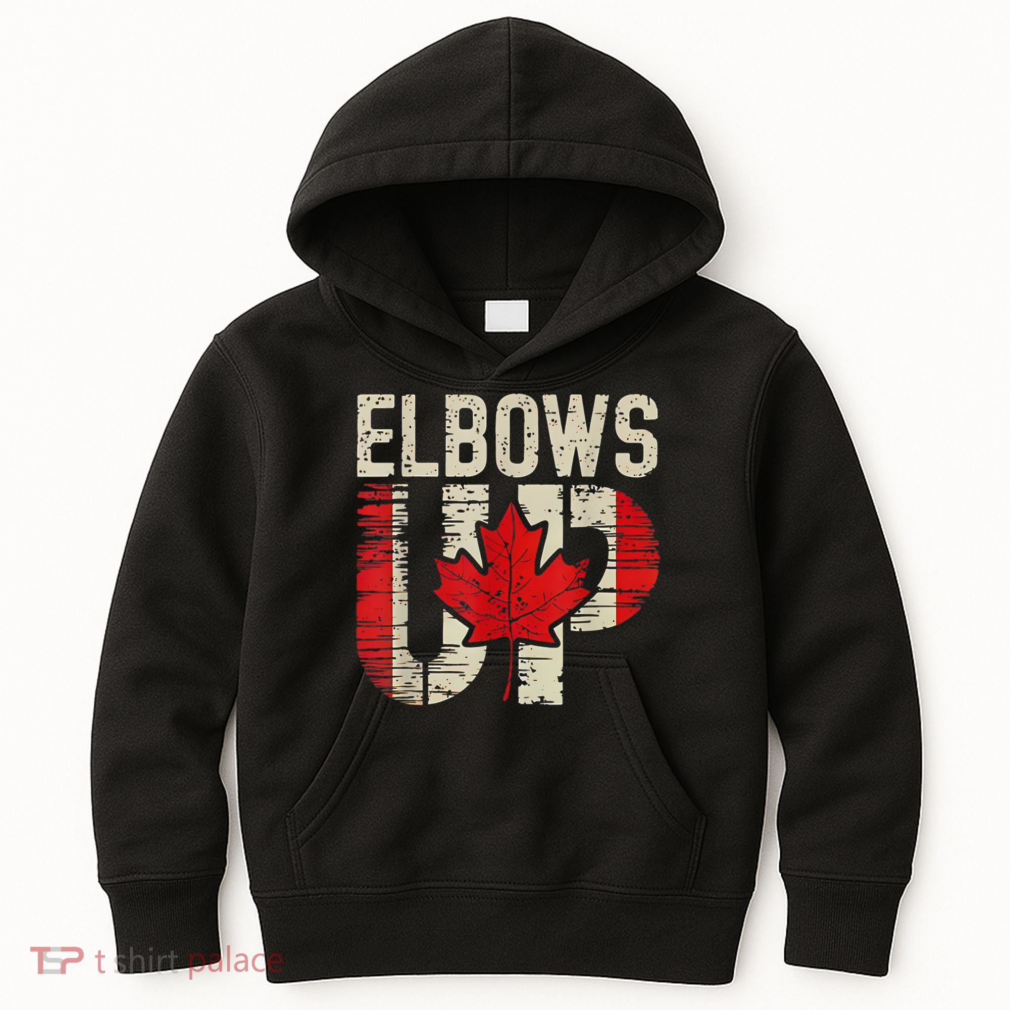 Elbows Up Canada Canadian Flag Retro Elbows Up Kids Hoodie