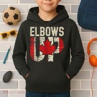 Elbows Up Canada Canadian Flag Retro Elbows Up Kids Hoodie thumb 2