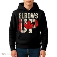 Elbows Up Canada Canadian Flag Retro Elbows Up Kids Hoodie thumb 4