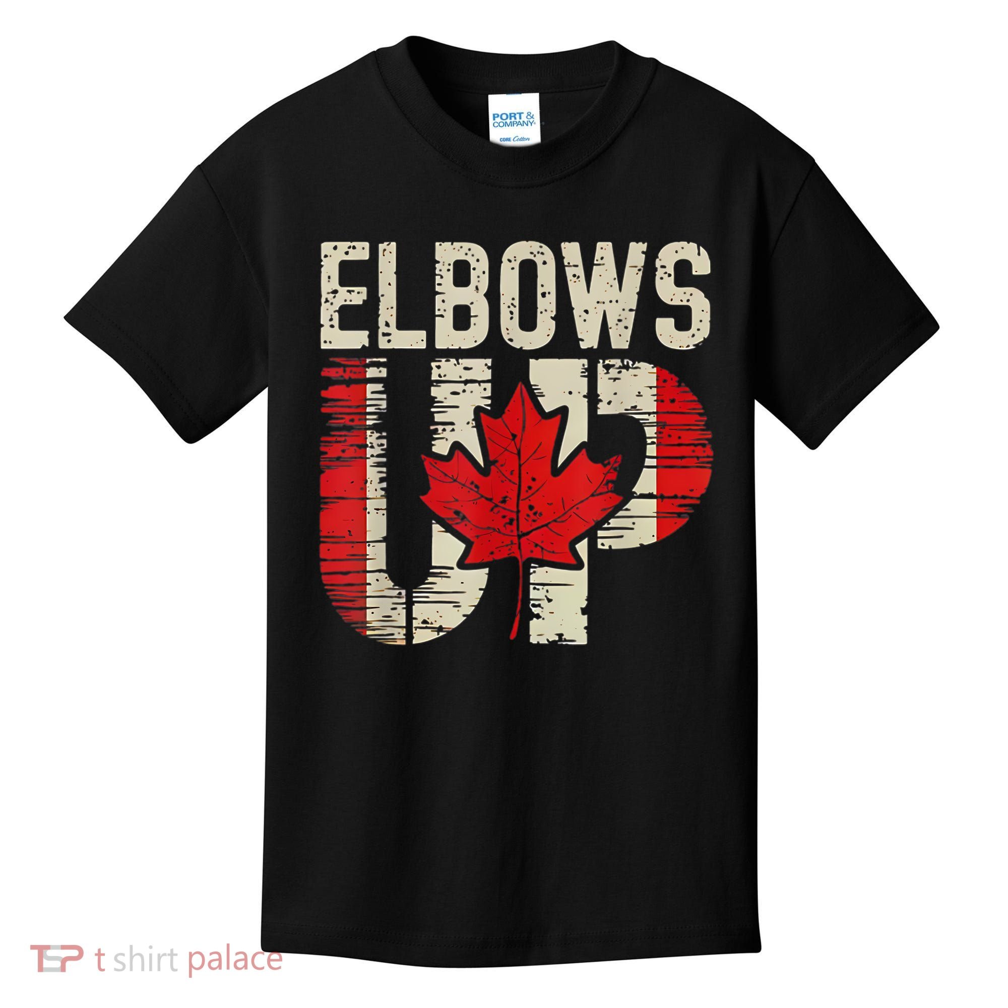 Elbows Up Canada Canadian Flag Retro Elbows Up Kids T-Shirt