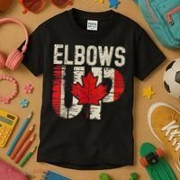 Elbows Up Canada Canadian Flag Retro Elbows Up Kids T-Shirt thumb 3