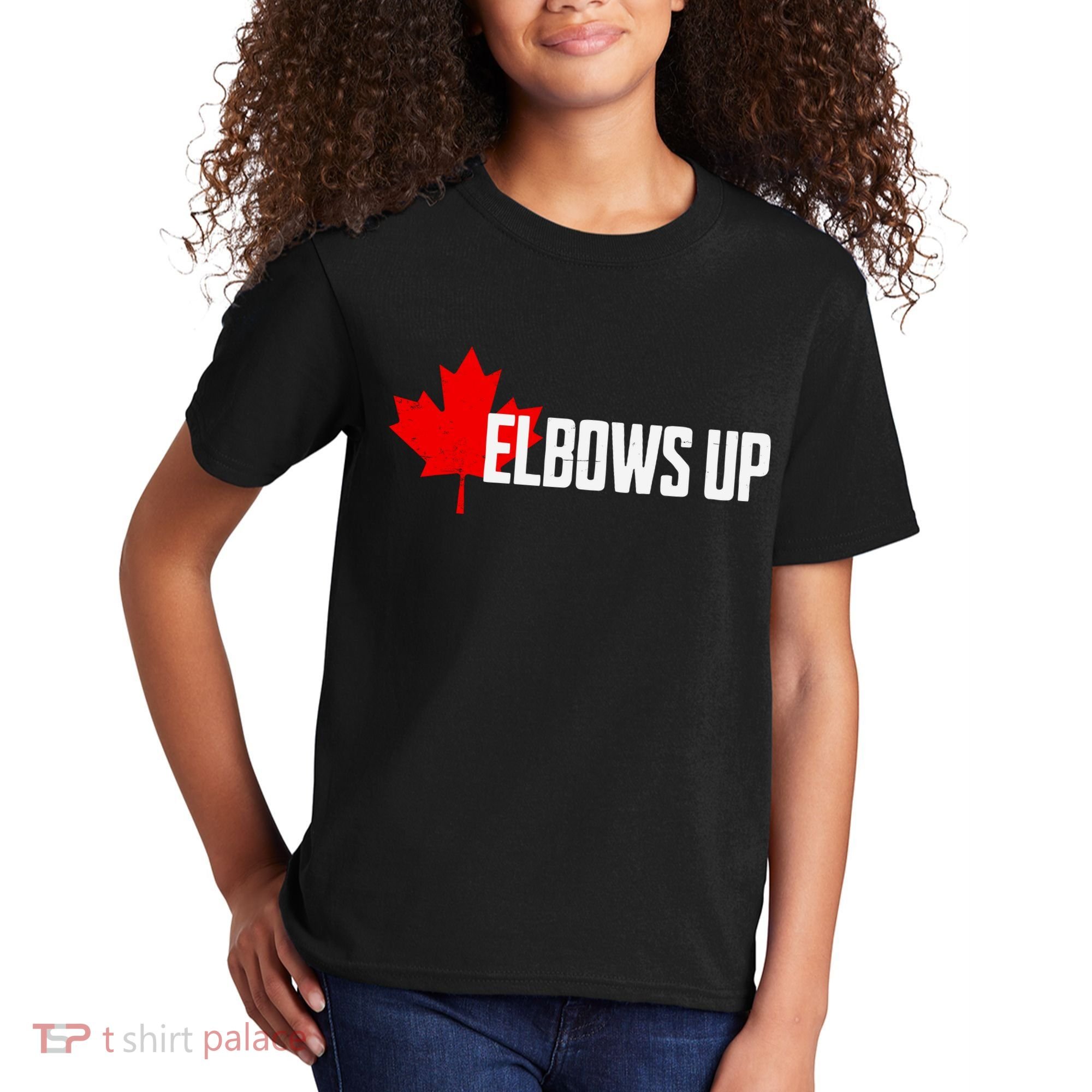 Elbows Up Canada True North Strong And Free Proud Canadian Kids T-Shirt