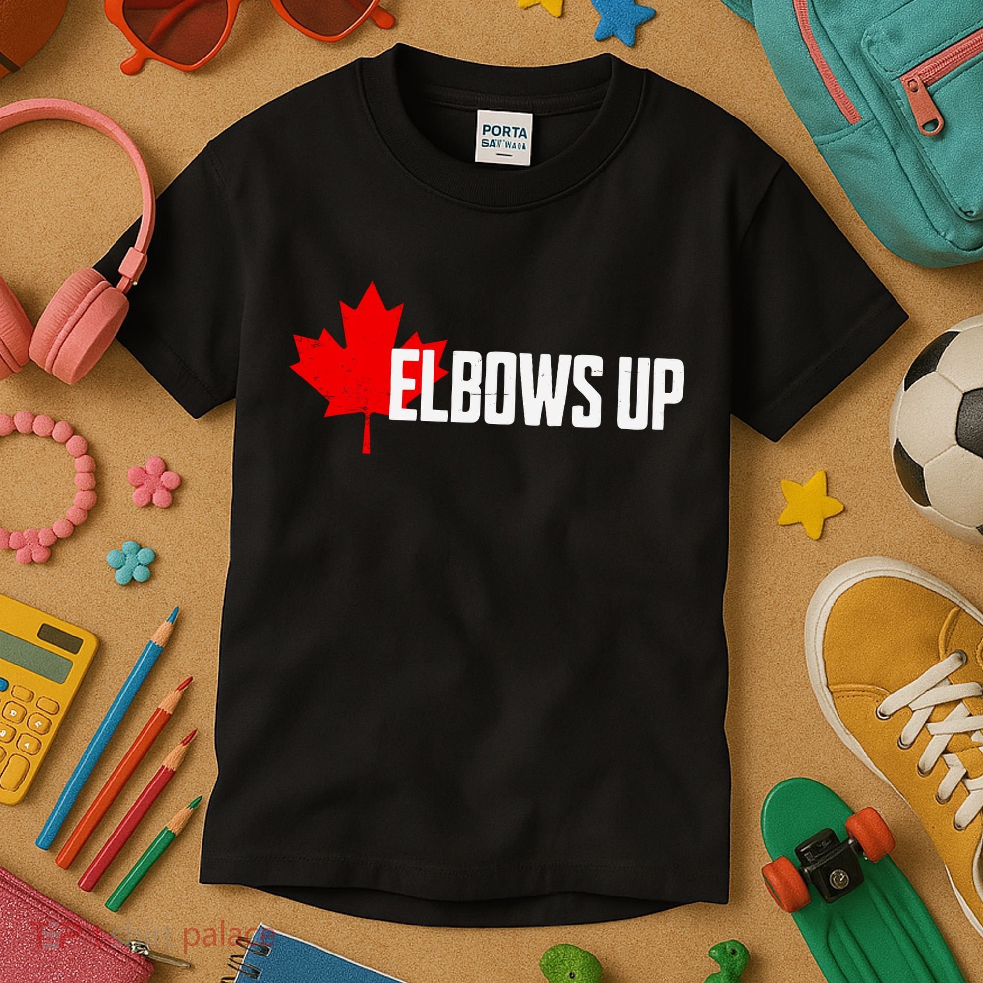 Elbows Up Canada True North Strong And Free Proud Canadian Kids T-Shirt