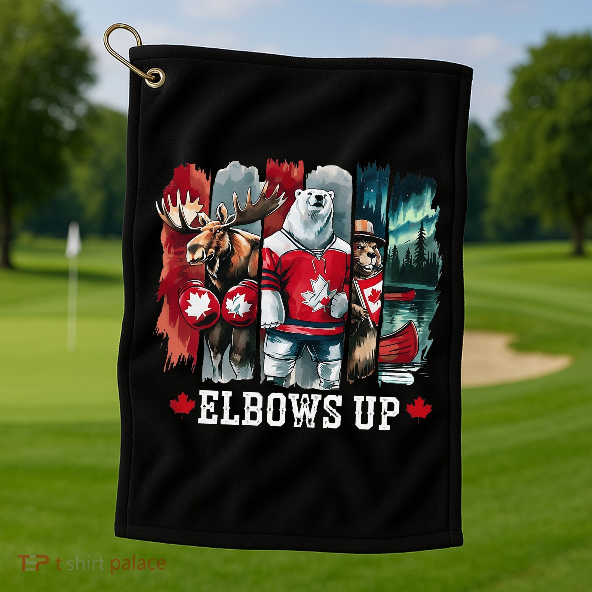 Elbows Up Canada Est 1867 Proud Canadian Strong Canada Golf Towel