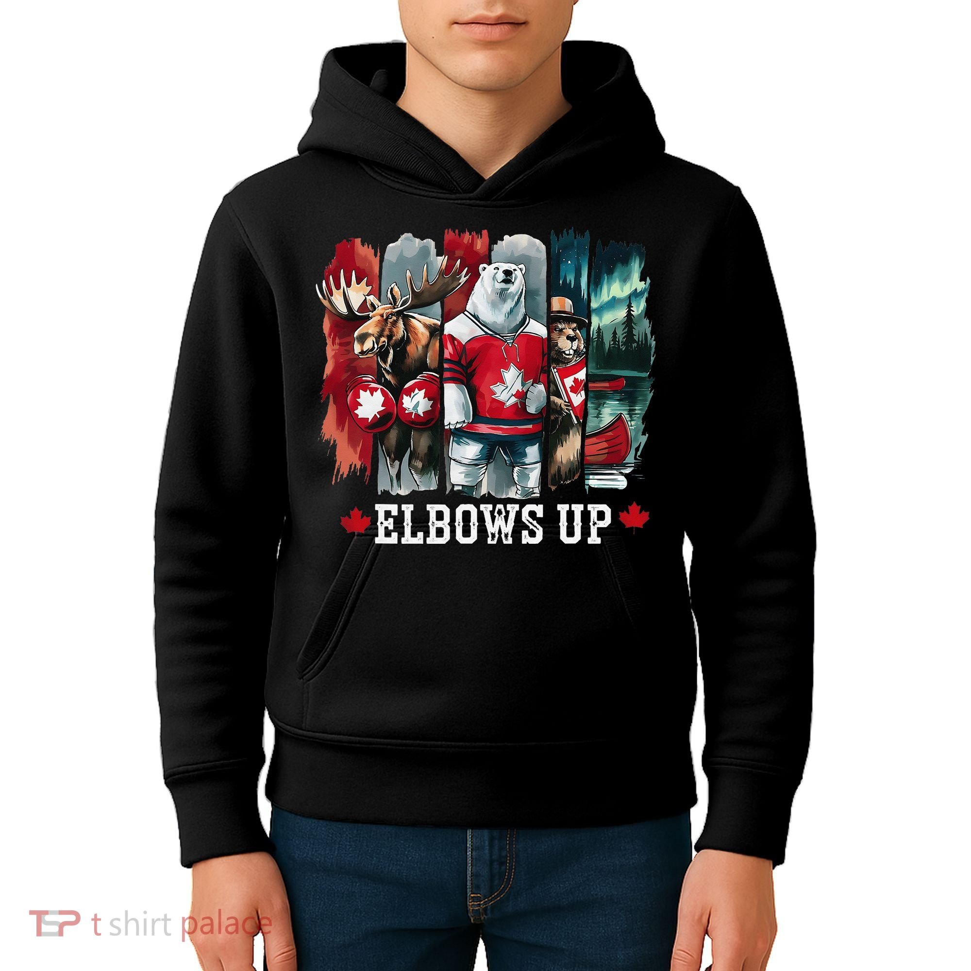 Elbows Up Canada Est 1867 Proud Canadian Strong Canada Kids Hoodie