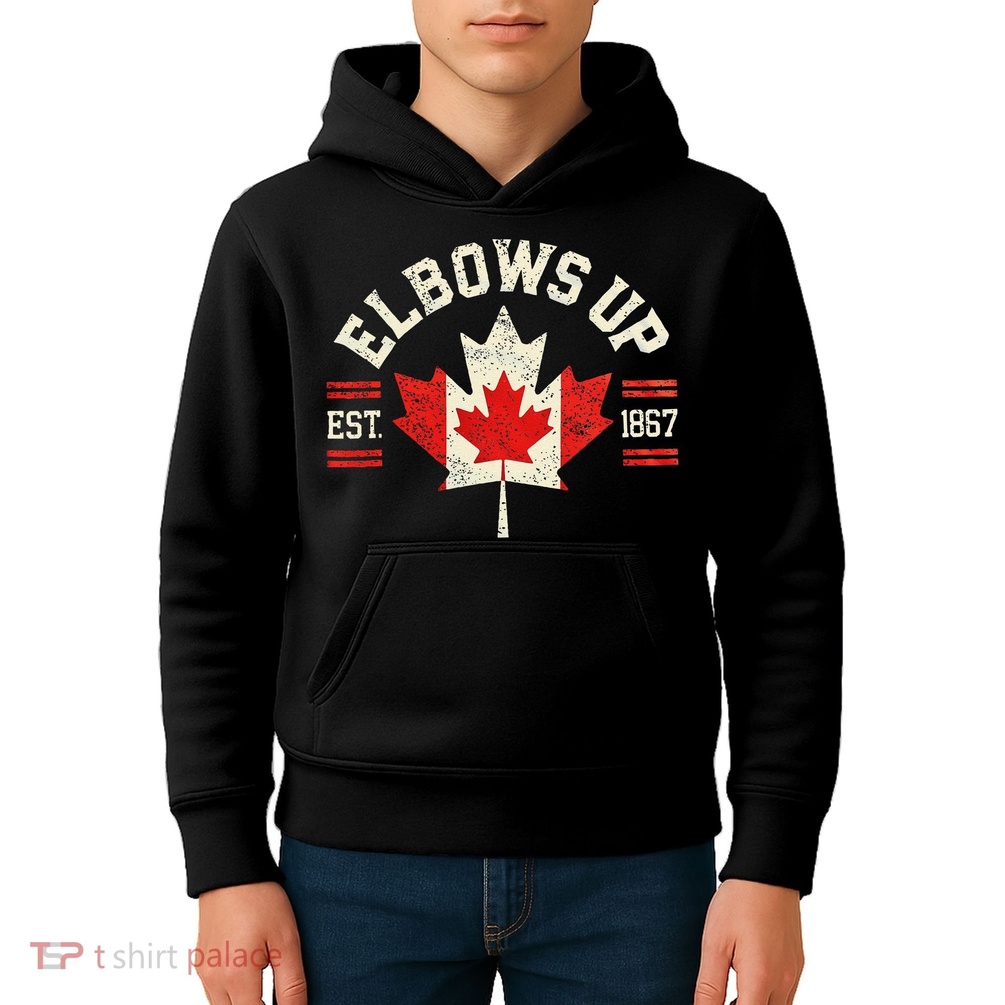 Elbows Up Canada Est 1867 Canadian Strong Canada Kids Hoodie