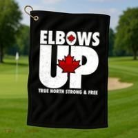 Elbows Up Canada True North Strong and Free Golf Towel thumb 1