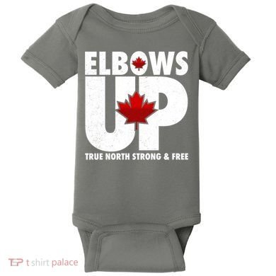 Elbows Up Canada True North Strong and Free Baby Bodysuit