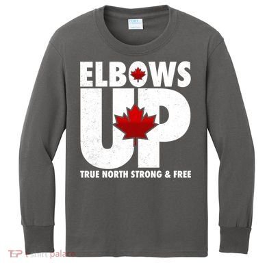Elbows Up Canada True North Strong and Free Kids Long Sleeve Shirt