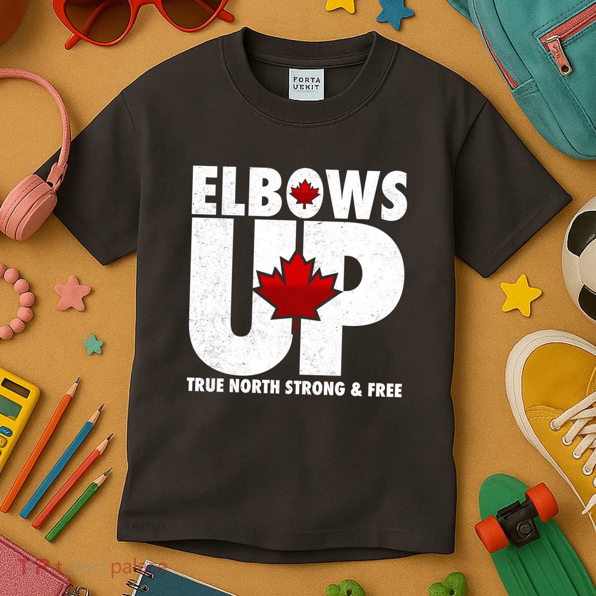 Elbows Up Canada True North Strong and Free Kids T-Shirt