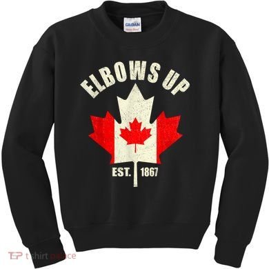 Elbows Up Canada Est 1867 Proud Canadian Strong Canada Kids Sweatshirt