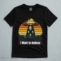 Ethereum UFO Encounter Retro Sunset, I Want To Believe Crypto T-Shirt thumb 5