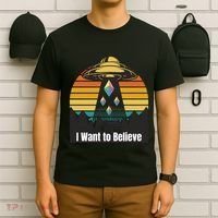 Ethereum UFO Encounter Retro Sunset, I Want To Believe Crypto T-Shirt thumb 6