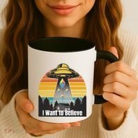 Ethereum UFO Encounter Retro Sunset, I Want To Believe Crypto Coffee Mug thumb 3
