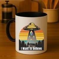 Ethereum UFO Encounter Retro Sunset, I Want To Believe Crypto Coffee Mug thumb 4