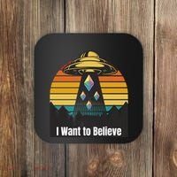 Ethereum UFO Encounter Retro Sunset, I Want To Believe Crypto Coaster thumb 0