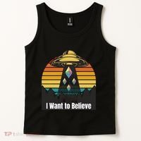 Ethereum UFO Encounter Retro Sunset, I Want To Believe Crypto Tank Top thumb 2