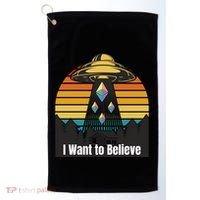Ethereum UFO Encounter Retro Sunset, I Want To Believe Crypto Golf Towel thumb 0