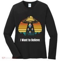 Ethereum UFO Encounter Retro Sunset, I Want To Believe Crypto Women's Long Sleeve Shirt thumb 0