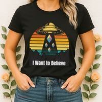 Ethereum UFO Encounter Retro Sunset, I Want To Believe Crypto Women's T-Shirt thumb 2