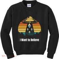 Ethereum UFO Encounter Retro Sunset, I Want To Believe Crypto Kids Sweatshirt thumb 0