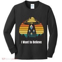 Ethereum UFO Encounter Retro Sunset, I Want To Believe Crypto Kids Long Sleeve Shirt thumb 0