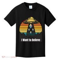 Ethereum UFO Encounter Retro Sunset, I Want To Believe Crypto Kids T-Shirt thumb 0