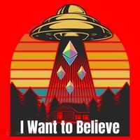Ethereum UFO Encounter Retro Sunset, I Want To Believe Crypto Santa Hat thumb 1