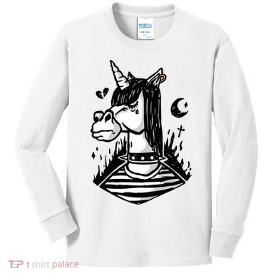 Emo Unicorn Kids Long Sleeve Shirt