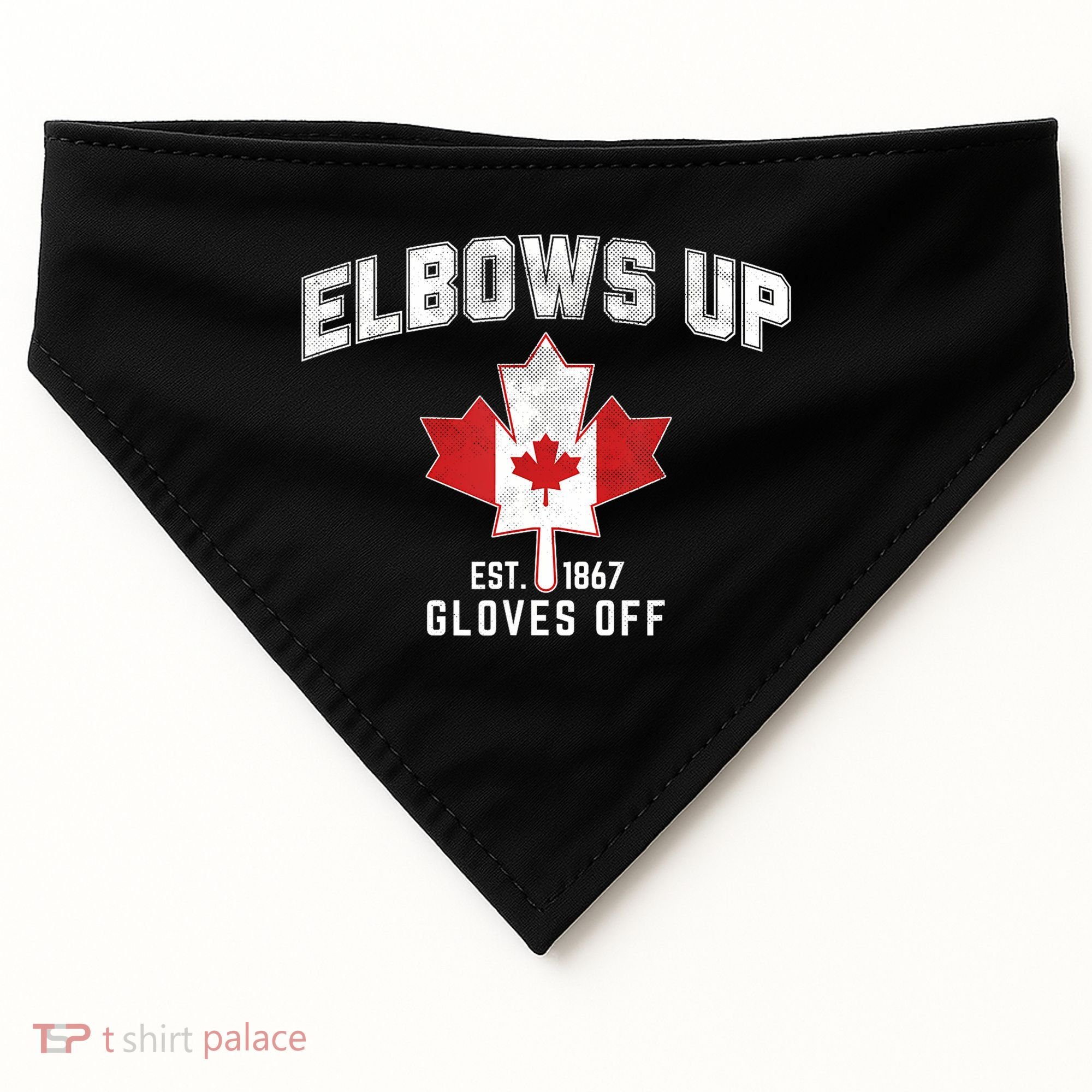 Elbows Up EST 1867 Canadian Maple Leaf Canada USA-Made Doggie Bandana
