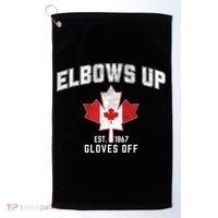 Elbows Up EST 1867 Canadian Maple Leaf Canada Golf Towel thumb 0