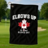 Elbows Up EST 1867 Canadian Maple Leaf Canada Golf Towel thumb 1
