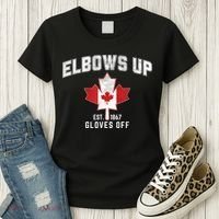 Elbows Up EST 1867 Canadian Maple Leaf Canada Women's T-Shirt thumb 3