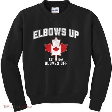 Elbows Up EST 1867 Canadian Maple Leaf Canada Kids Sweatshirt