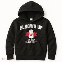 Elbows Up EST 1867 Canadian Maple Leaf Canada Kids Hoodie thumb 0