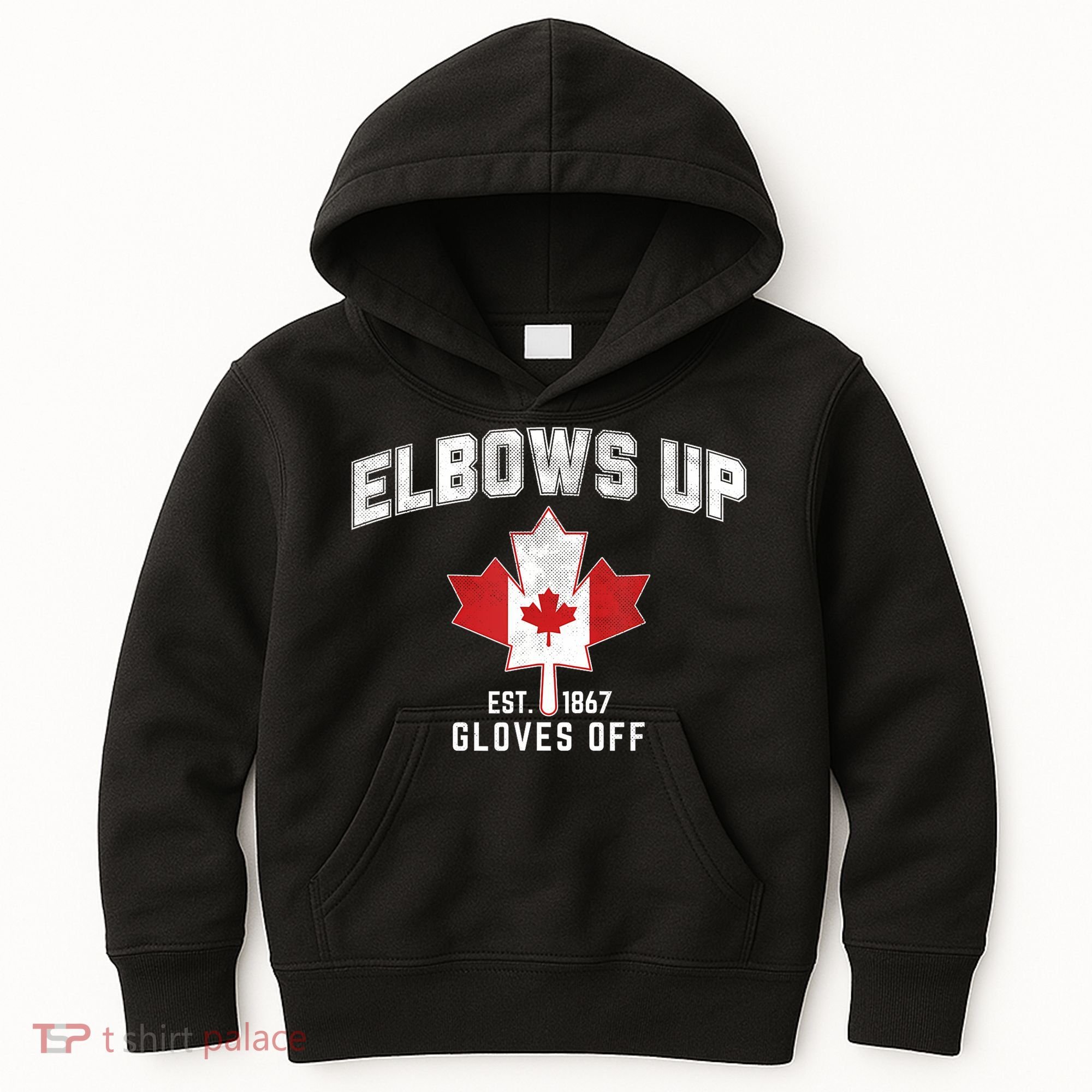 Elbows Up EST 1867 Canadian Maple Leaf Canada Kids Hoodie
