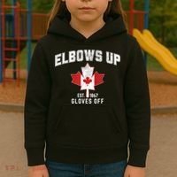 Elbows Up EST 1867 Canadian Maple Leaf Canada Kids Hoodie thumb 3